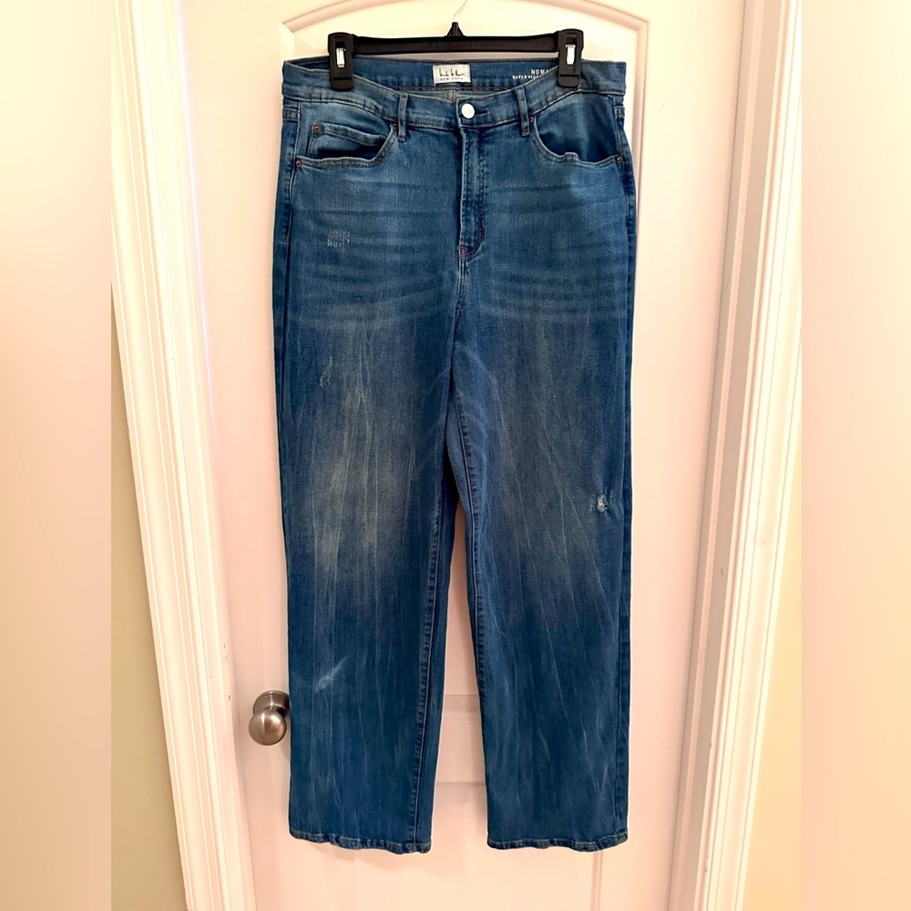 Nicole Miller Super High Rise Wide Leg Jeans.